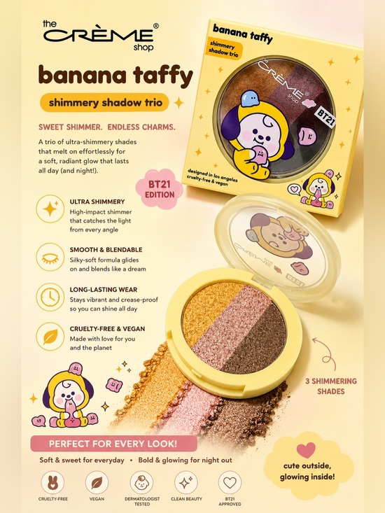 The Creme Shop Other - the CRÈME shop Banana Taffy Shimmery Shadow Trio — Gold, Pink, Brown